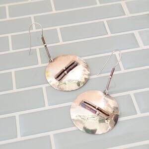 Sterling Disc Long Loop Earrings